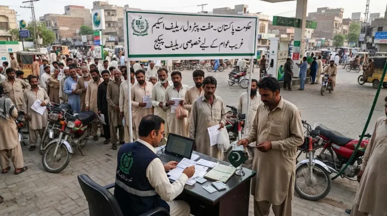 Govt Free Petrol Relief Scheme in Pakistan CNIC verification for motorcycles and small vehicles at fuel station