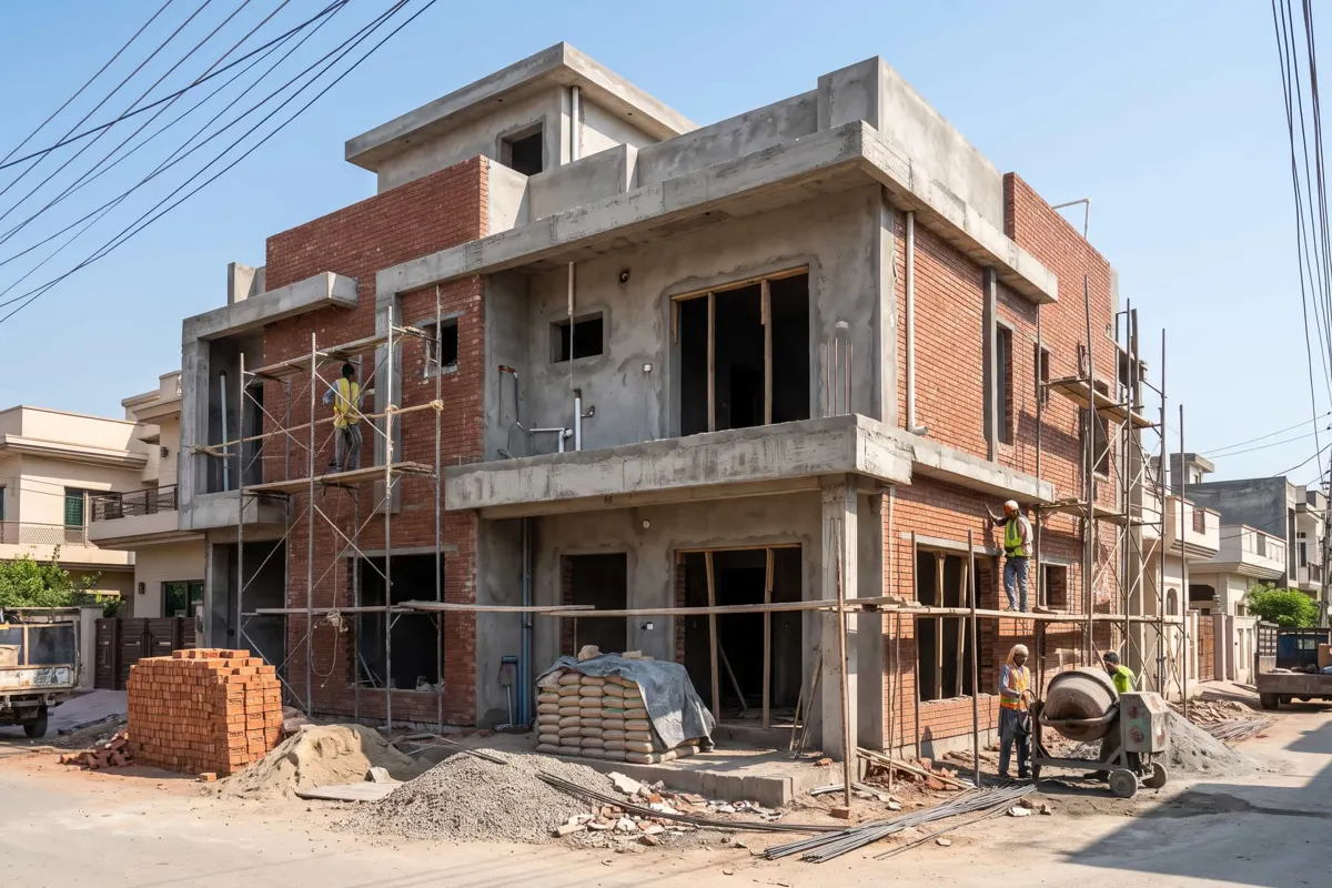 5 marla house construction cost in Pakistan – grey structure