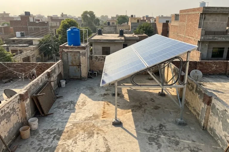 Solar system cost in Pakistan – rooftop solar panels on a house