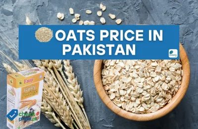 A variety of oats packs on a store shelf showing current oats price in Pakistan